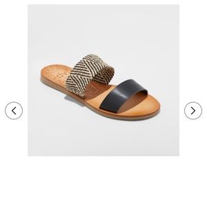 Slip on black sandals-like new